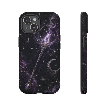 Celestial Magic Wand Phone Case — Mystic Moon & Stars Galaxy Tough Case