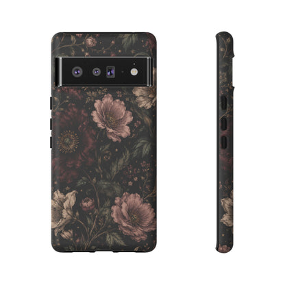 Floral Phone Case — Vintage Dark Botanical Protective Cover