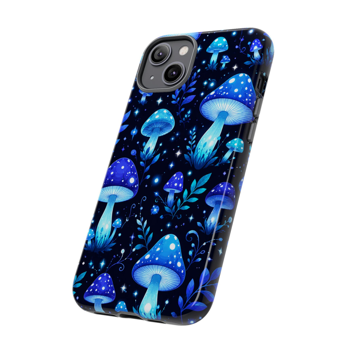 Blue Glowing Mushrooms Phone Case — Psychedelic Fungi Tough Case