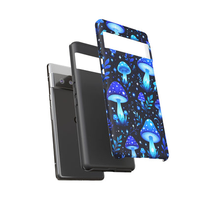 Blue Glowing Mushrooms Phone Case — Psychedelic Fungi Tough Case