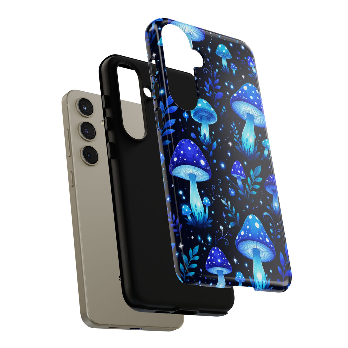 Blue Glowing Mushrooms Phone Case — Psychedelic Fungi Tough Case