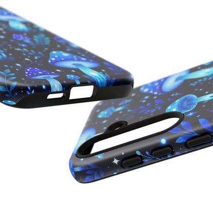 Blue Glowing Mushrooms Phone Case — Psychedelic Fungi Tough Case