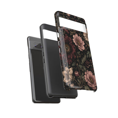Floral Phone Case — Vintage Dark Botanical Protective Cover