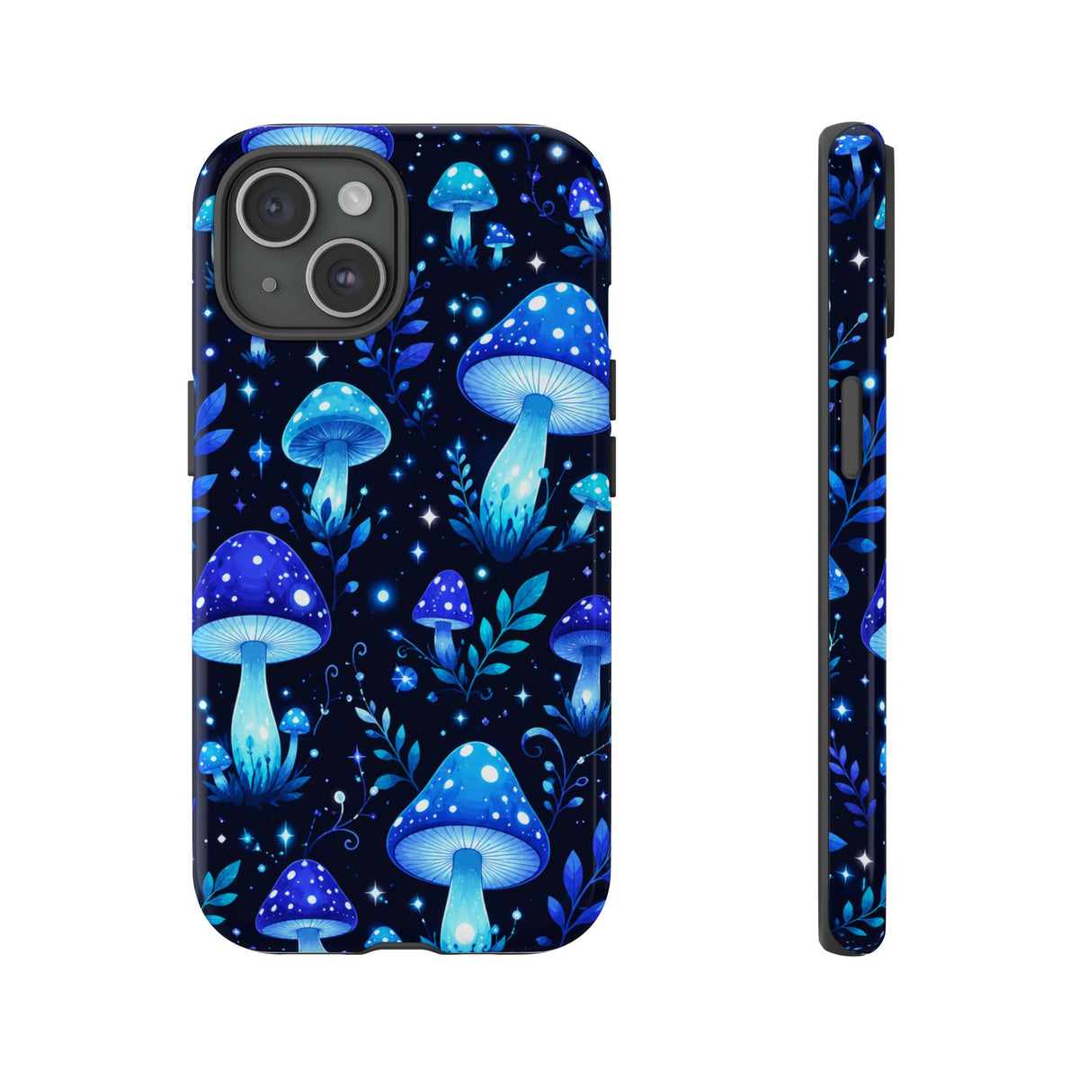 Blue Glowing Mushrooms Phone Case — Psychedelic Fungi Tough Case