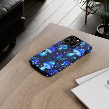 Blue Glowing Mushrooms Phone Case — Psychedelic Fungi Tough Case