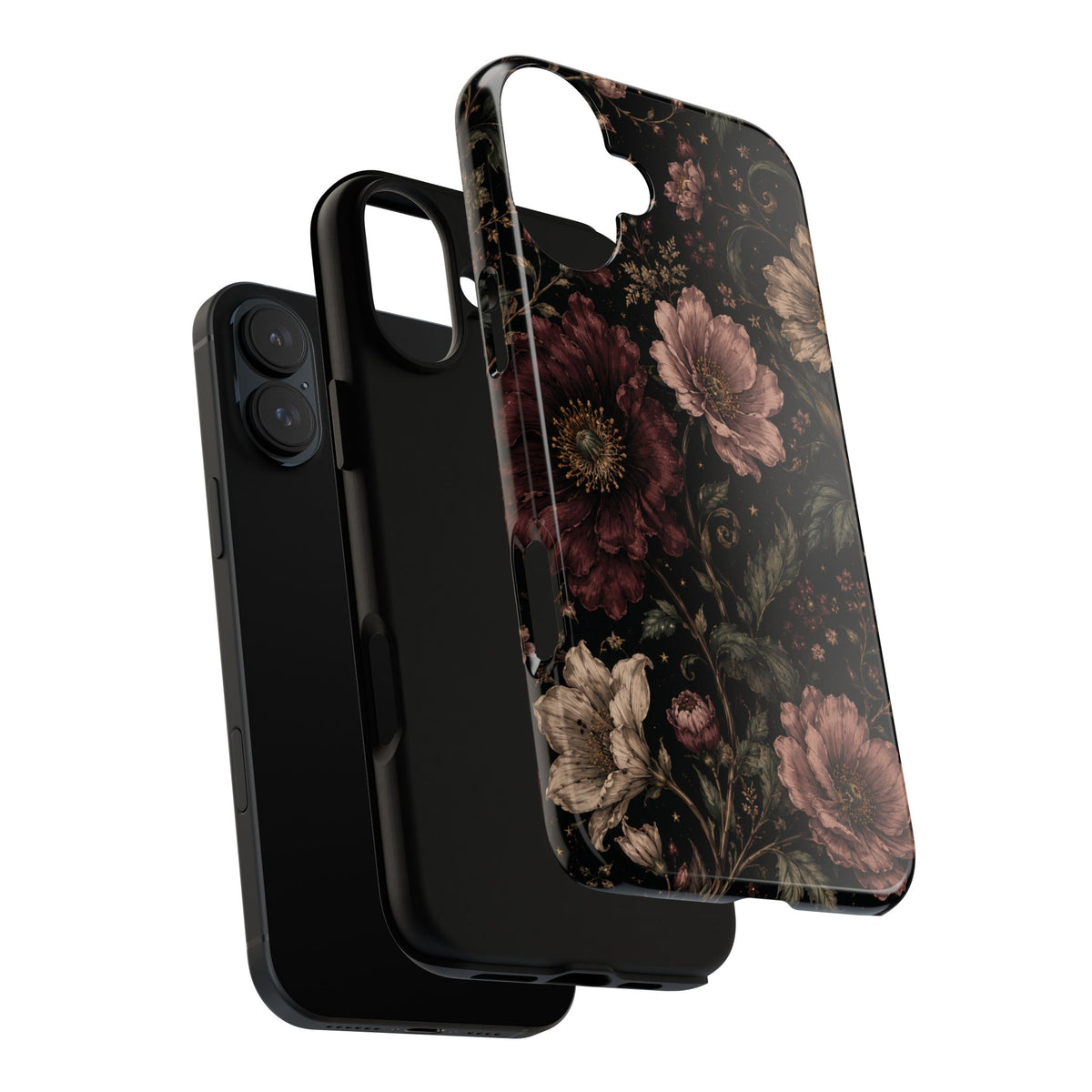 Floral Phone Case — Vintage Dark Botanical Protective Cover