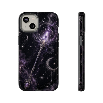 Celestial Magic Wand Phone Case — Mystic Moon & Stars Galaxy Tough Case