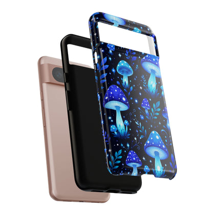 Blue Glowing Mushrooms Phone Case — Psychedelic Fungi Tough Case