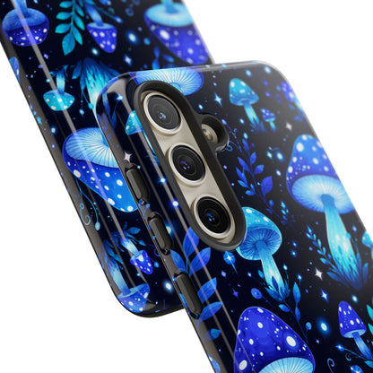 Blue Glowing Mushrooms Phone Case — Psychedelic Fungi Tough Case