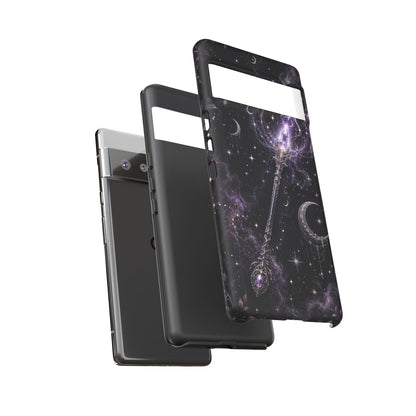 Celestial Magic Wand Phone Case — Mystic Moon & Stars Galaxy Tough Case