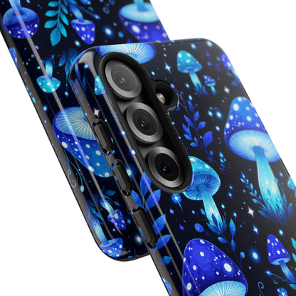 Blue Glowing Mushrooms Phone Case — Psychedelic Fungi Tough Case