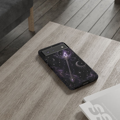 Celestial Magic Wand Phone Case — Mystic Moon & Stars Galaxy Tough Case