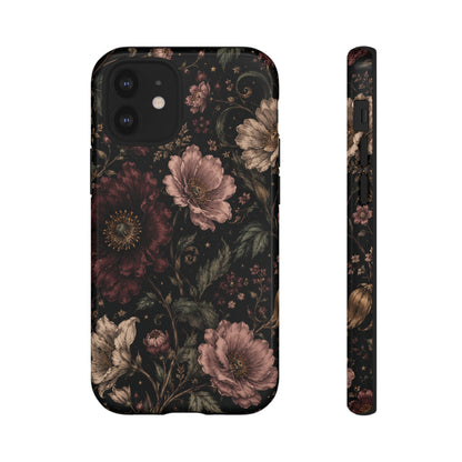 Floral Phone Case — Vintage Dark Botanical Protective Cover