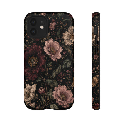 Floral Phone Case — Vintage Dark Botanical Protective Cover