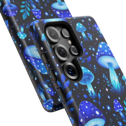 Blue Glowing Mushrooms Phone Case — Psychedelic Fungi Tough Case