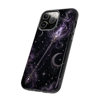 Celestial Magic Wand Phone Case — Mystic Moon & Stars Galaxy Tough Case