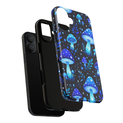 Blue Glowing Mushrooms Phone Case — Psychedelic Fungi Tough Case