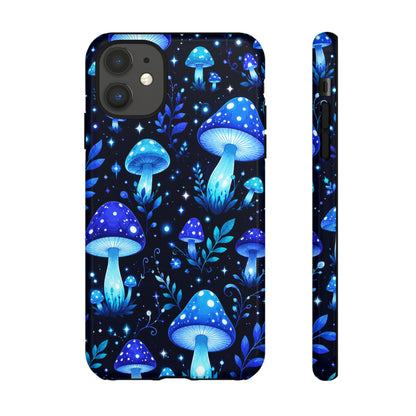 Blue Glowing Mushrooms Phone Case — Psychedelic Fungi Tough Case