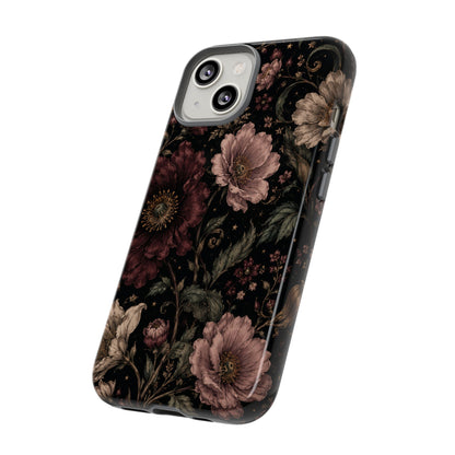 Floral Phone Case — Vintage Dark Botanical Protective Cover