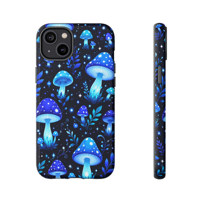 Blue Glowing Mushrooms Phone Case — Psychedelic Fungi Tough Case
