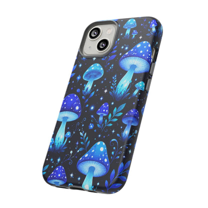 Blue Glowing Mushrooms Phone Case — Psychedelic Fungi Tough Case