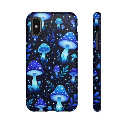 Blue Glowing Mushrooms Phone Case — Psychedelic Fungi Tough Case