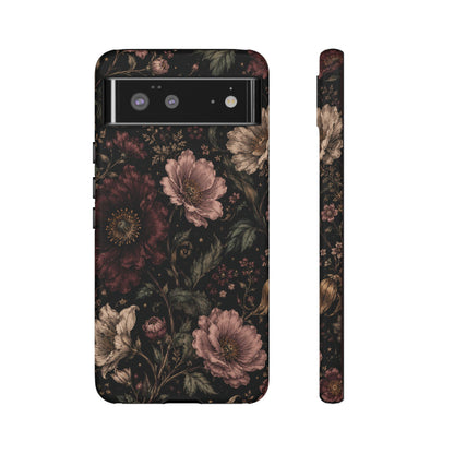 Floral Phone Case — Vintage Dark Botanical Protective Cover