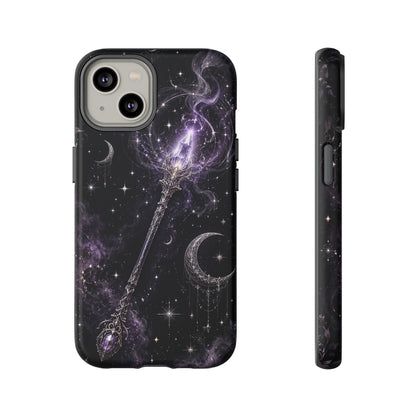 Celestial Magic Wand Phone Case — Mystic Moon & Stars Galaxy Tough Case