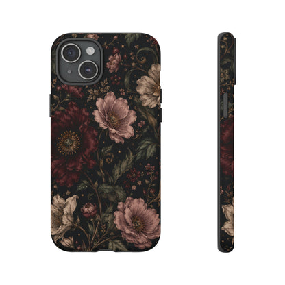 Floral Phone Case — Vintage Dark Botanical Protective Cover