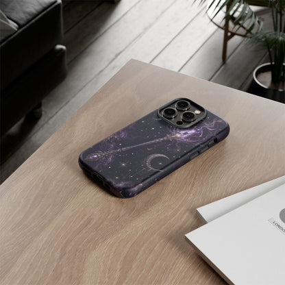 Celestial Magic Wand Phone Case — Mystic Moon & Stars Galaxy Tough Case