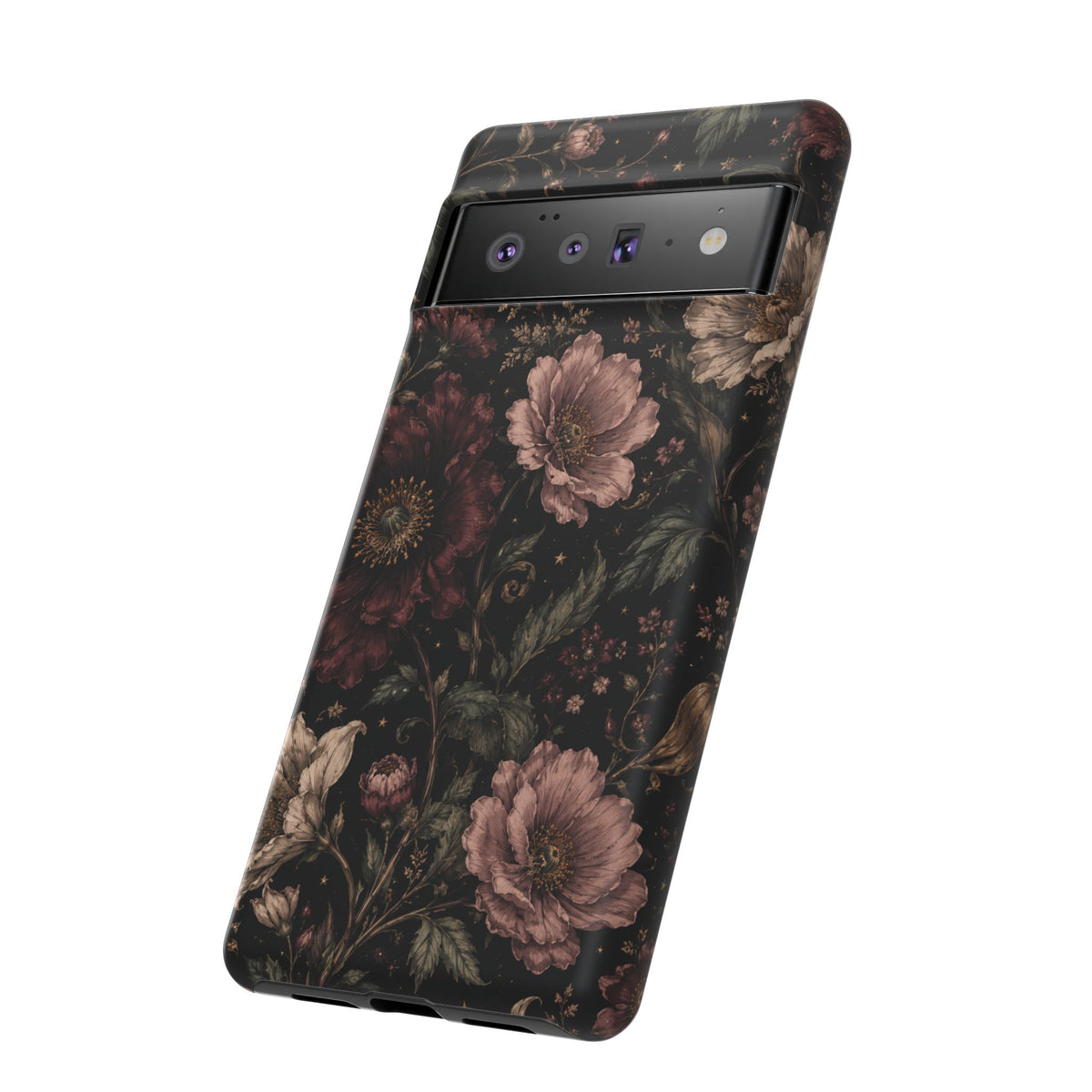 Floral Phone Case — Vintage Dark Botanical Protective Cover