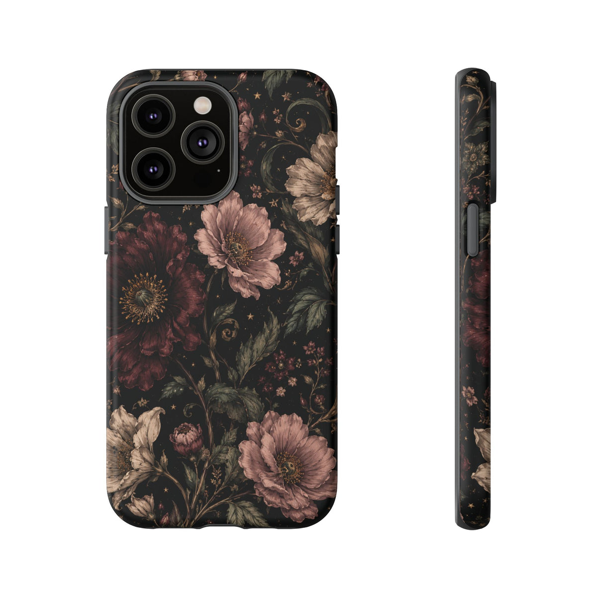 Floral Phone Case — Vintage Dark Botanical Protective Cover