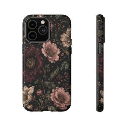 Floral Phone Case — Vintage Dark Botanical Protective Cover