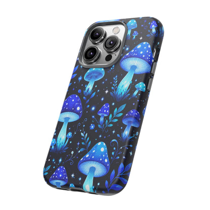 Blue Glowing Mushrooms Phone Case — Psychedelic Fungi Tough Case