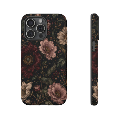 Floral Phone Case — Vintage Dark Botanical Protective Cover