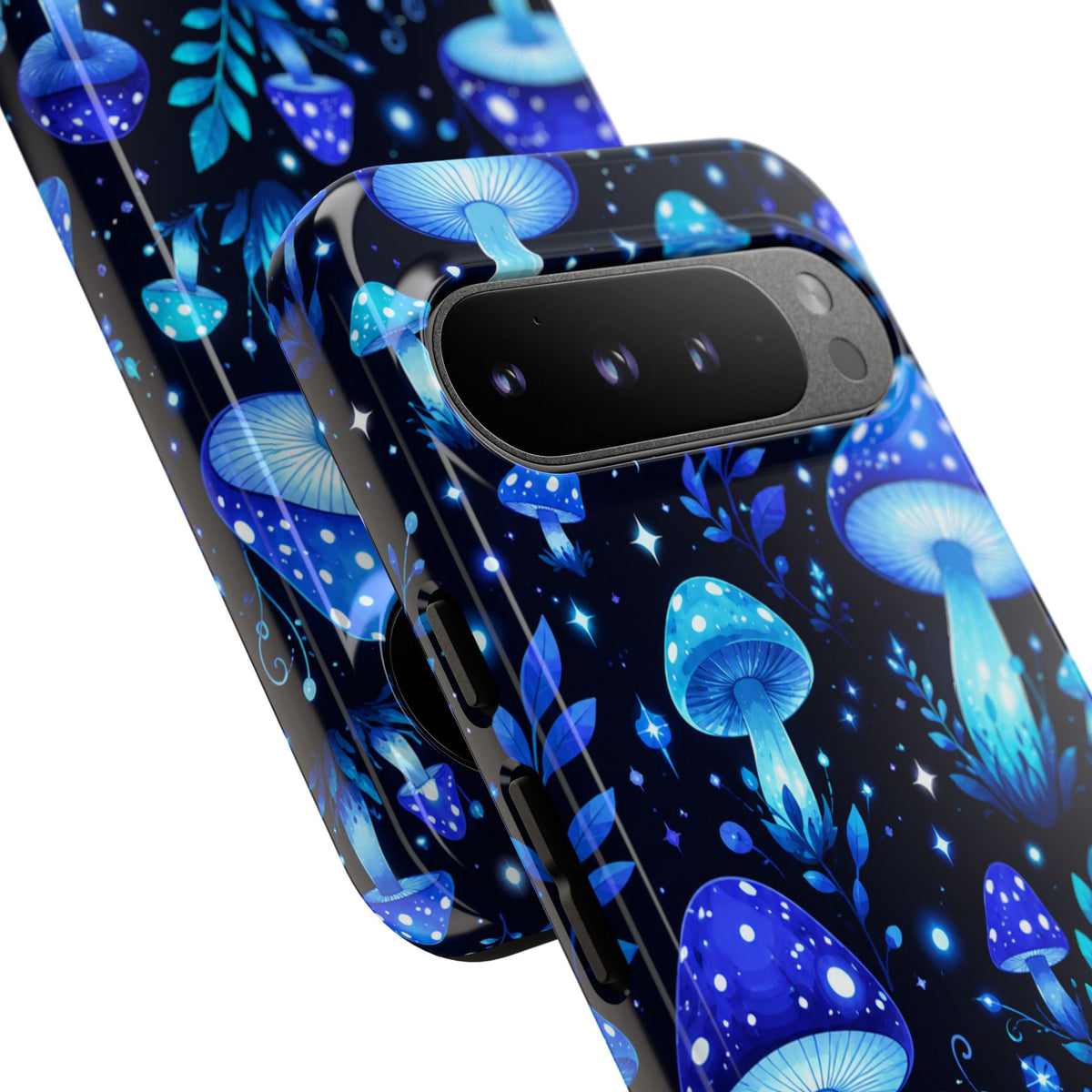 Blue Glowing Mushrooms Phone Case — Psychedelic Fungi Tough Case