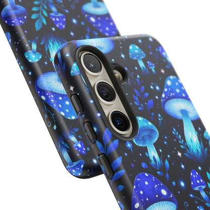 Blue Glowing Mushrooms Phone Case — Psychedelic Fungi Tough Case