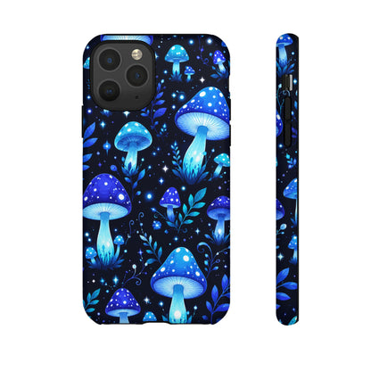 Blue Glowing Mushrooms Phone Case — Psychedelic Fungi Tough Case