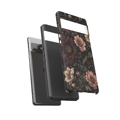 Floral Phone Case — Vintage Dark Botanical Protective Cover