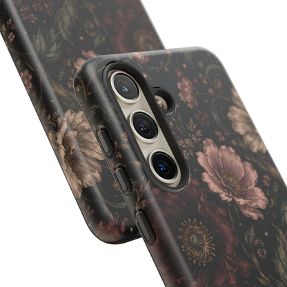Floral Phone Case — Vintage Dark Botanical Protective Cover