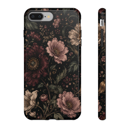 Floral Phone Case — Vintage Dark Botanical Protective Cover