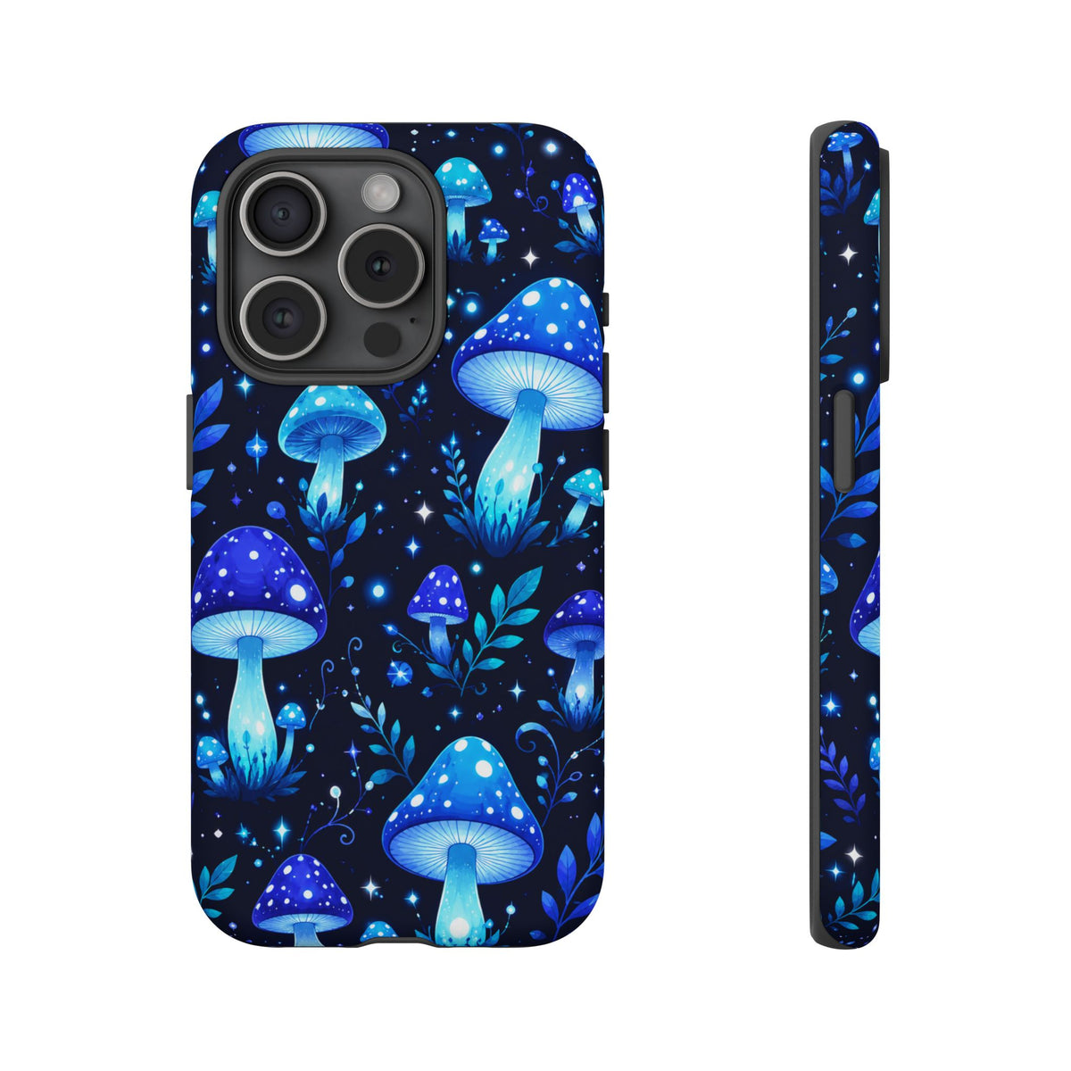 Blue Glowing Mushrooms Phone Case — Psychedelic Fungi Tough Case