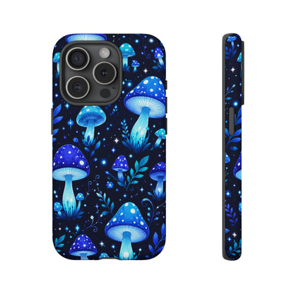 Blue Glowing Mushrooms Phone Case — Psychedelic Fungi Tough Case