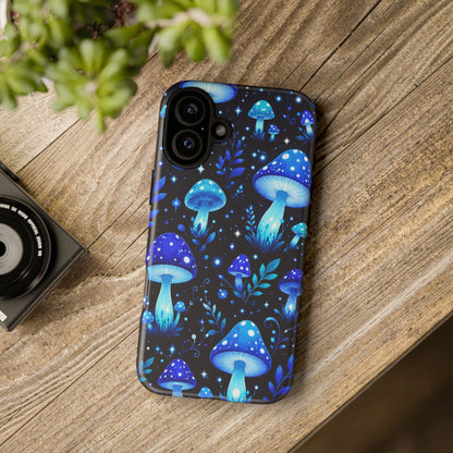 Blue Glowing Mushrooms Phone Case — Psychedelic Fungi Tough Case