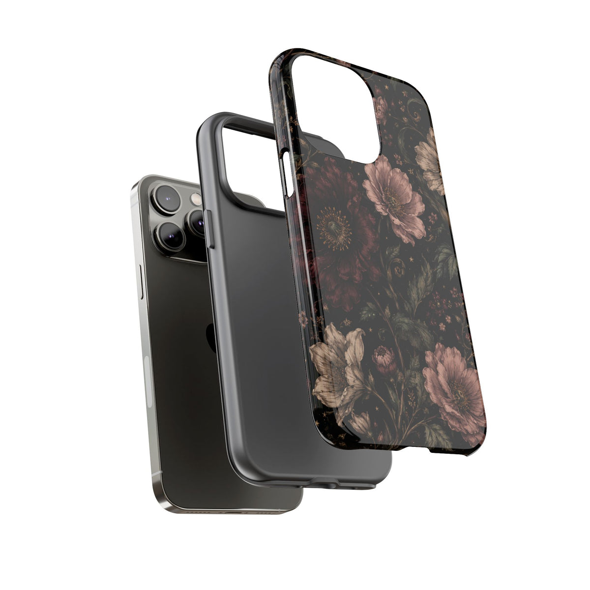 Floral Phone Case — Vintage Dark Botanical Protective Cover