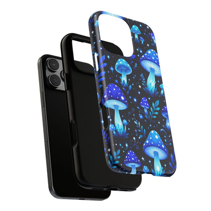 Blue Glowing Mushrooms Phone Case — Psychedelic Fungi Tough Case