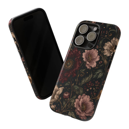 Floral Phone Case — Vintage Dark Botanical Protective Cover