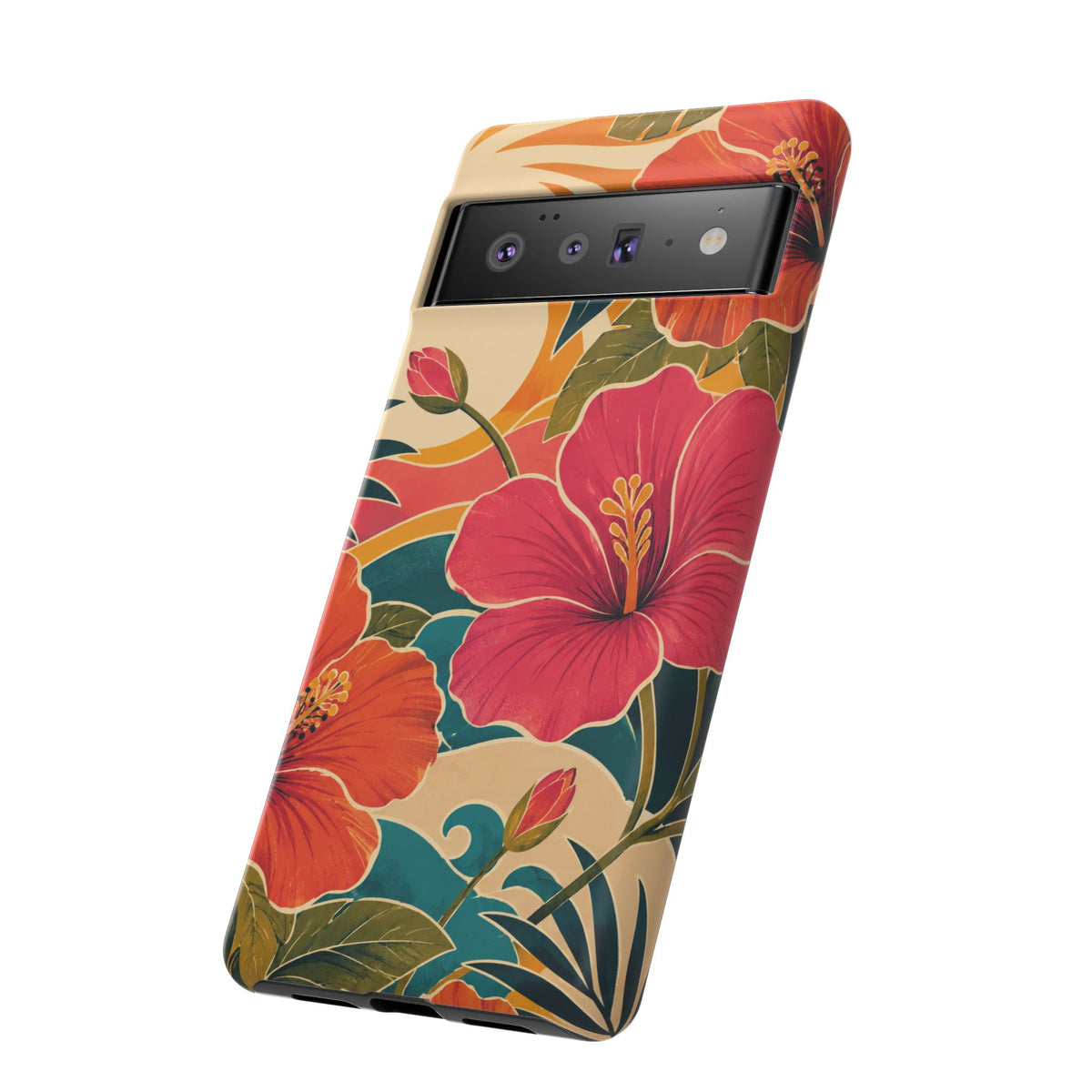 Tropical Floral Tough Phone Case — Sunset Vibes  Protective Cover