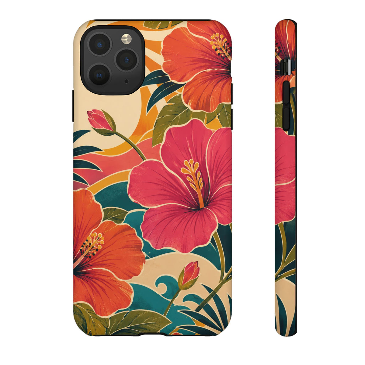 Tropical Floral Tough Phone Case — Sunset Vibes  Protective Cover