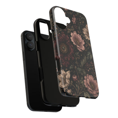 Floral Phone Case — Vintage Dark Botanical Protective Cover